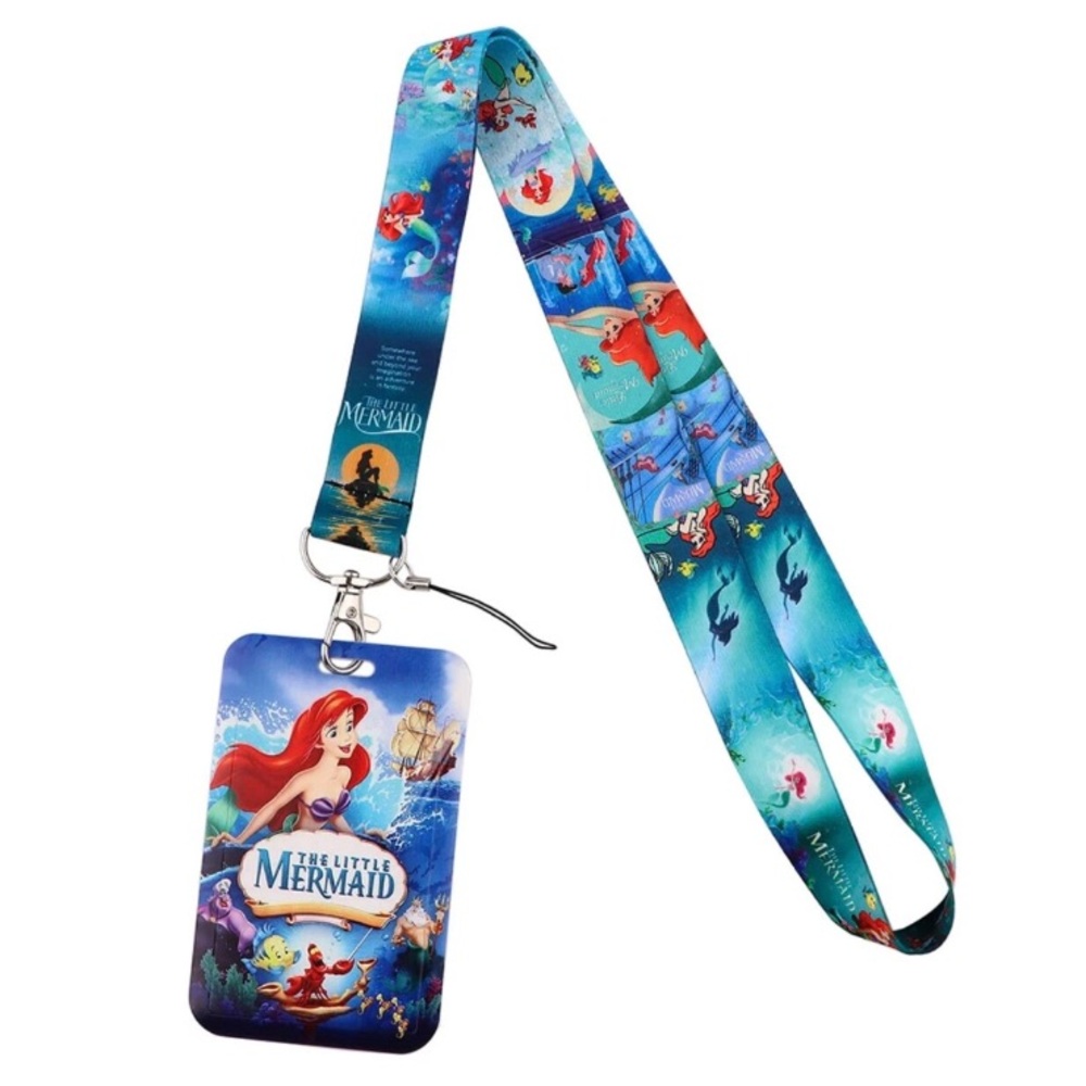 The Little Mermaid Disney Movie Design Ariel Lanyard Necklace and ID Card Holder